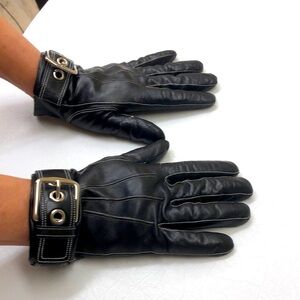 Coach black leather gloves